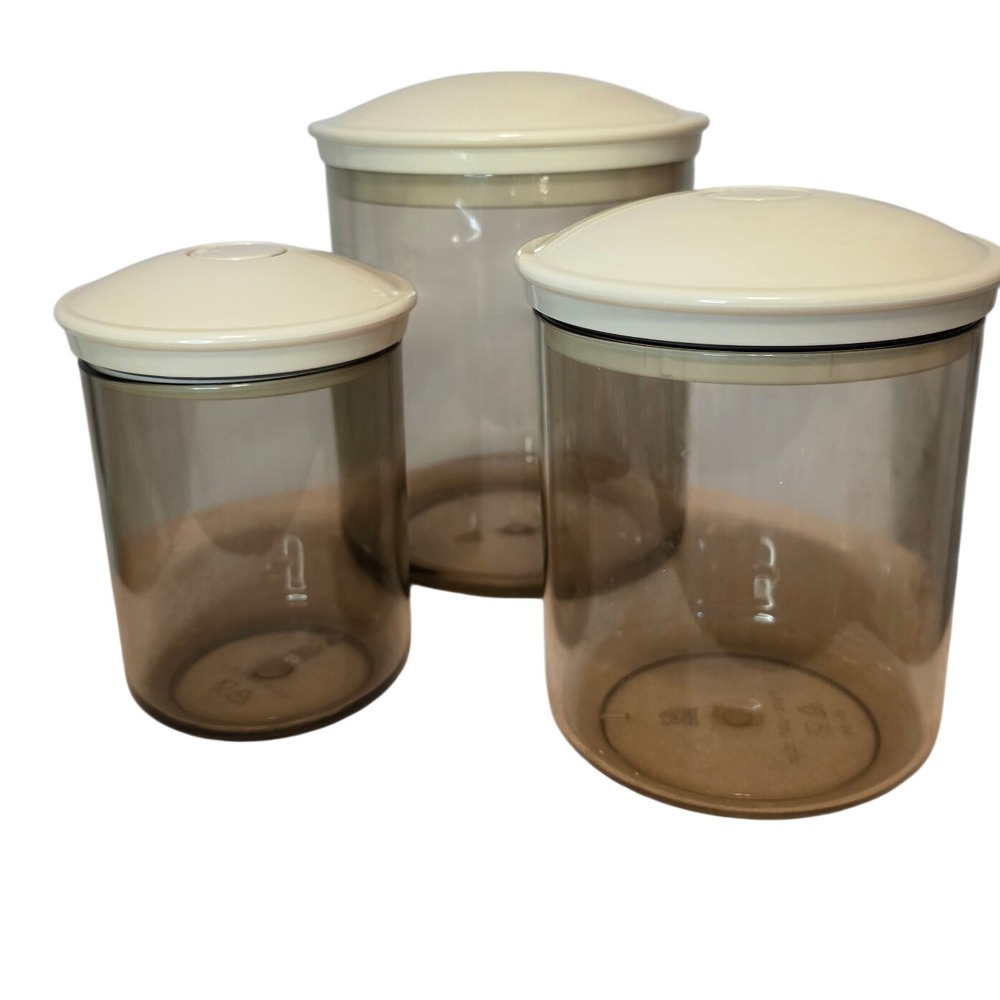 Snail Airtight Canister Set 3pc Smoky Brown Vacuum Seal Storage KY-114 124 135